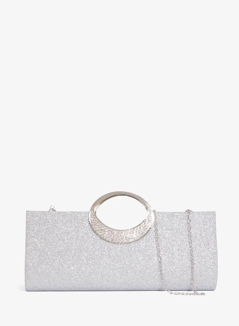 Ring Handle Silver Embellished Detailed East-To-West bag